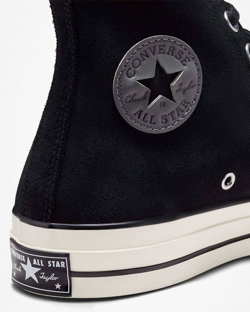 Tenisi Inalti Barbati Converse Chuck 70 Piele Intoarsa Negrii | RO EOKZS356